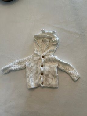 NEW Carter's Cream Knit Newborn Hoodie with Hood and Buttons